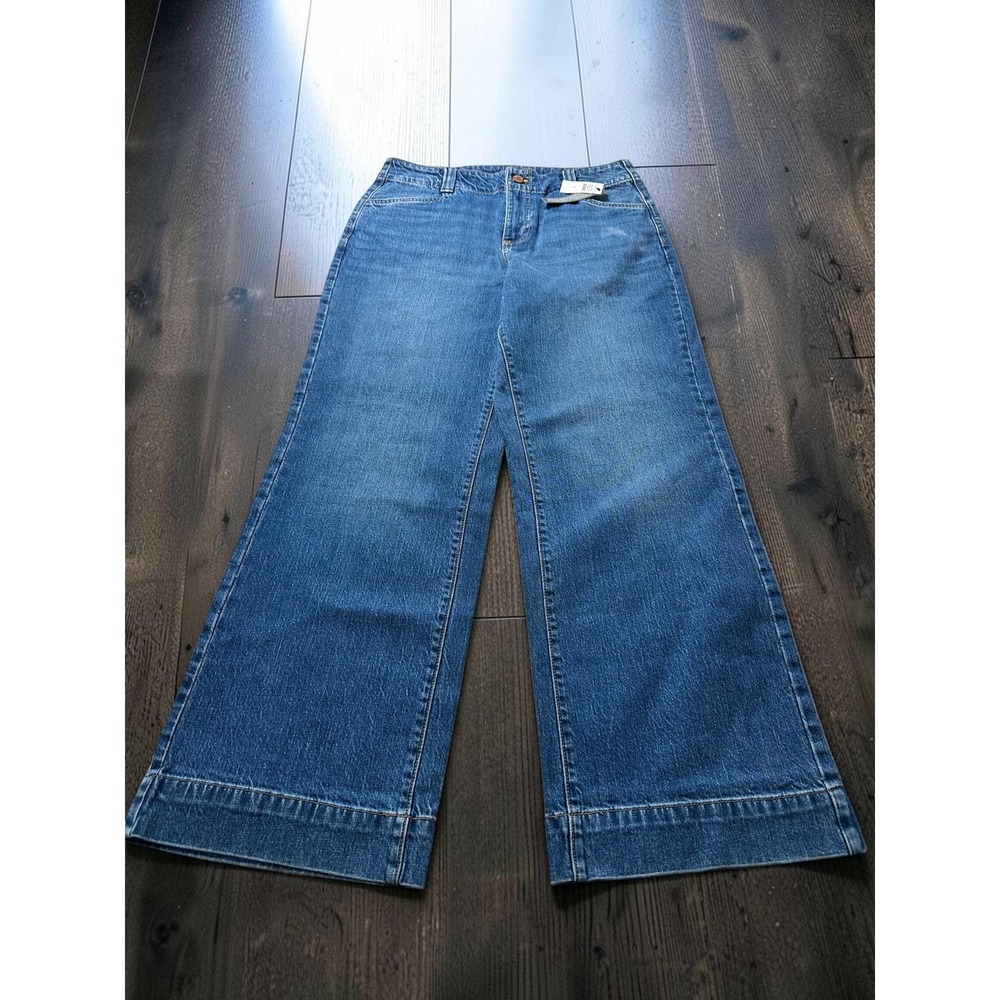 Talbots Classic Jean Trouser Kinney Wash Wide Leg Denim Blue Jeans Size 8 NWT